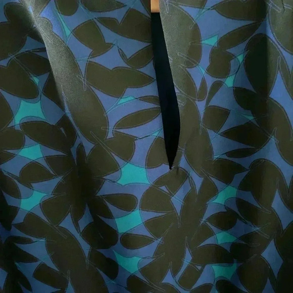 J. Crew Factory Blue And Black Floral 3/4” Sleeve Shift Dress Size 12 - Picture 7 of 8